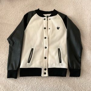 black and white leather jacket